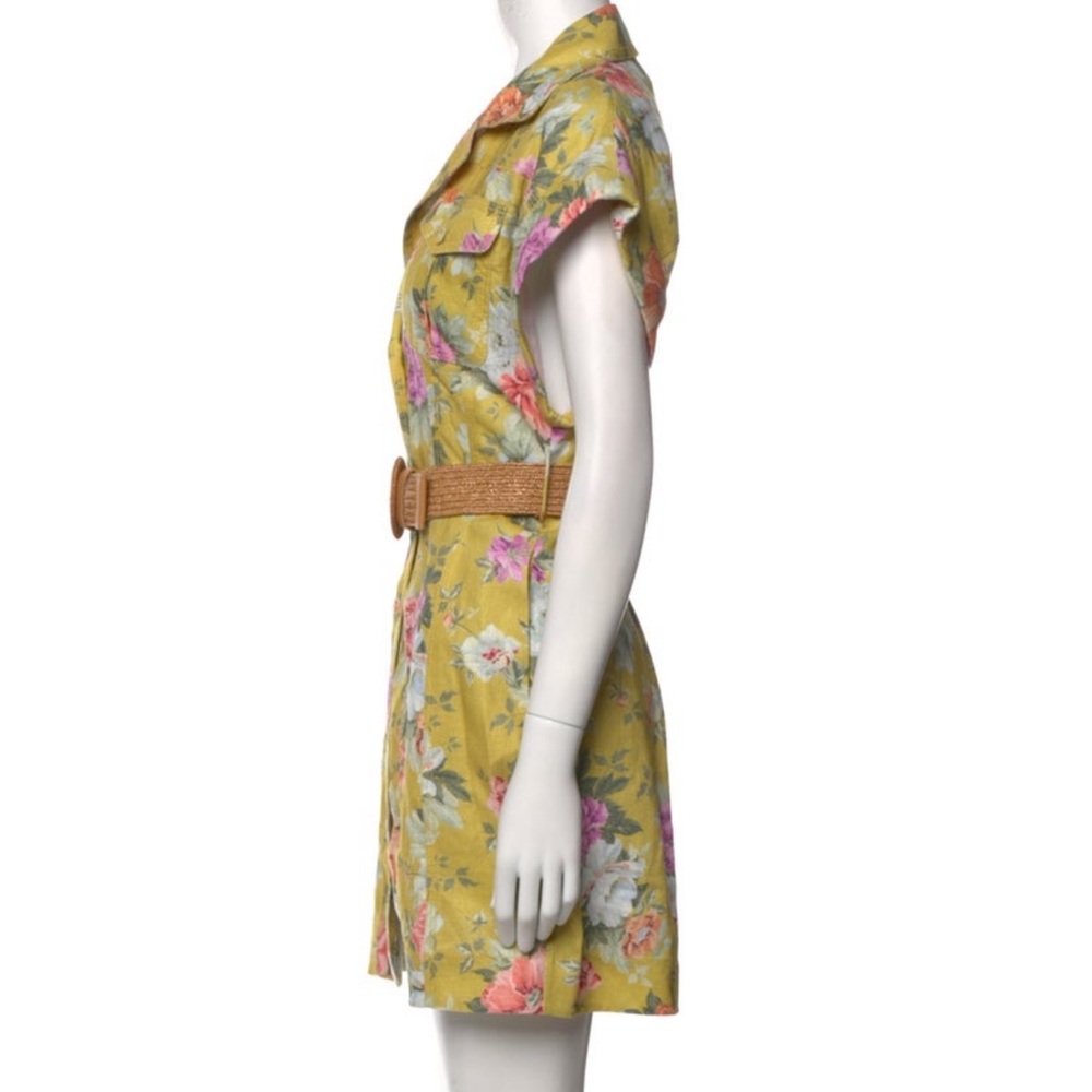 Zimmermann Belted Floral Linen Mustard Rose Mini Dress NWT - Picture 6 of 10